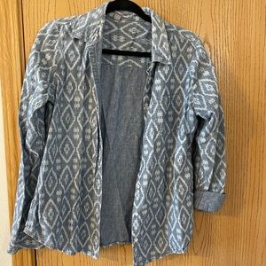 blue button up shirt